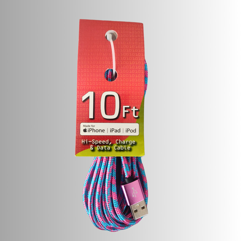 10 ft Fast Charging Charger Cable USB For iPhone & Apple Devices
