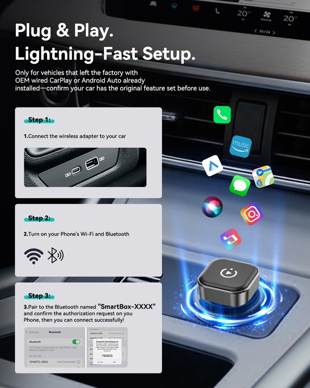 2026 2-in-1 Wireless CarPlay & Android Auto Adapter, Ultra Mini Dongle Conver... gallery
