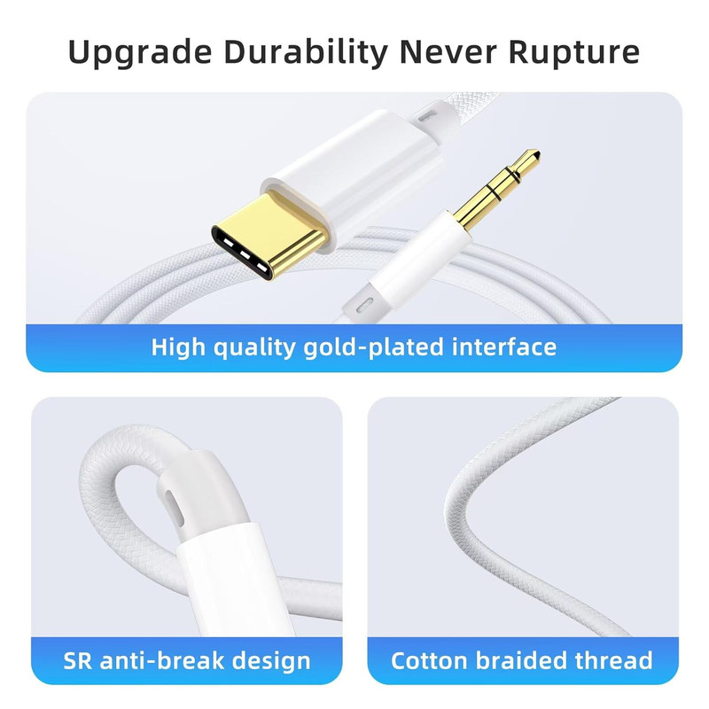 3.3Ft USB Type C to 3.5Mm Audio Aux Jack Cable, Compatible with Iphone 16/15 Pro gallery