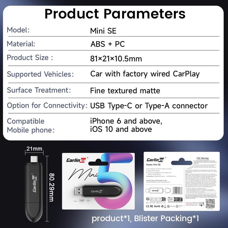 CarlinKit CarPlay Wireless Adapter MiNi SE 2026 - Auto Connect Online Update ... gallery