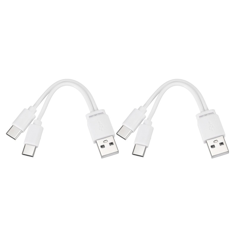 2 Pcs Multi USB A to 2 USB Type C 2 in 1 Splitter 5 Inch, White