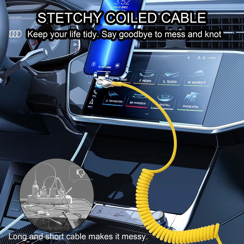 Coiled USB Cable Fast Charging 1.8m 180° Double Rotating USB Charger Cable Fl... gallery