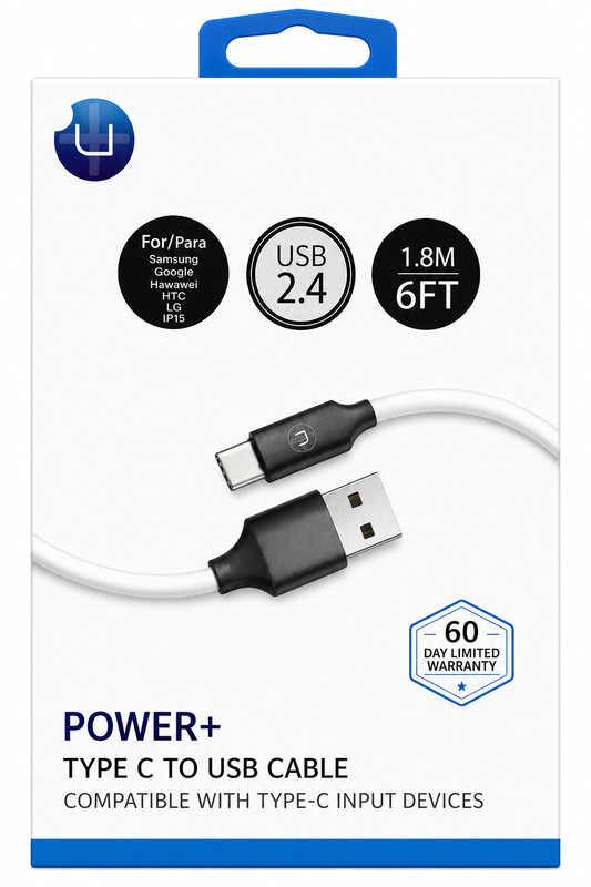 UPLUS 6FT USB-A to Type-C Fast Charging Cable 2.4A Samsung Google LG HTC iPhone gallery