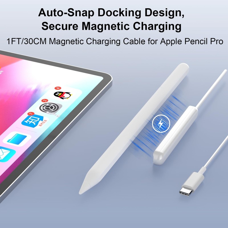 Magnetic Charging Cable for Apple Pencil Pro - Fast Charge Dock, LED Indicator, gallery