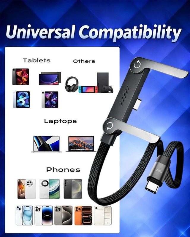 240w USB-C(Type-C) Cable,Invisible Holder Charger Cable with Stand,2PCS Porta... gallery