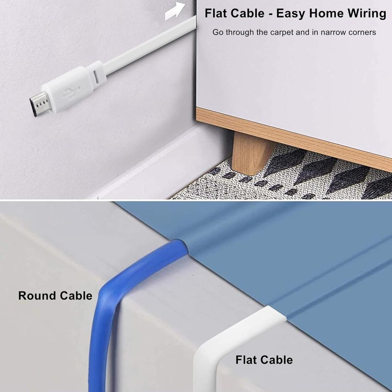 2 Pack 30ft Power Extension Cable Flat USB For Wyze Cam v4 Pan v3 OG White gallery