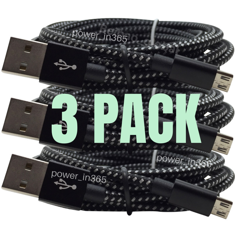 3 Pack 3Ft 6Ft 10Ft Micro USB Charge Cable For Samsung Android Charging Cord