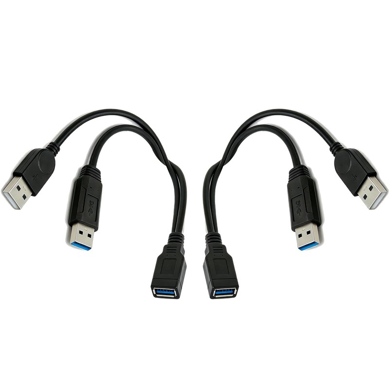 2 PCS USB Y Splitter Cable, USB 3.0 Female to Dual Male Y Extension Cable – E…