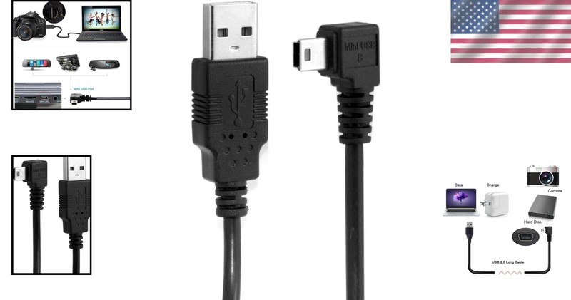 Compact 0.5M Mini USB 5 Pin Male Cable with 90 Degree Connector for Tight Spaces gallery