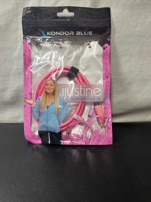ijustine X Kondor Blue 3’ USB-C Right Angle Cable (Pink)