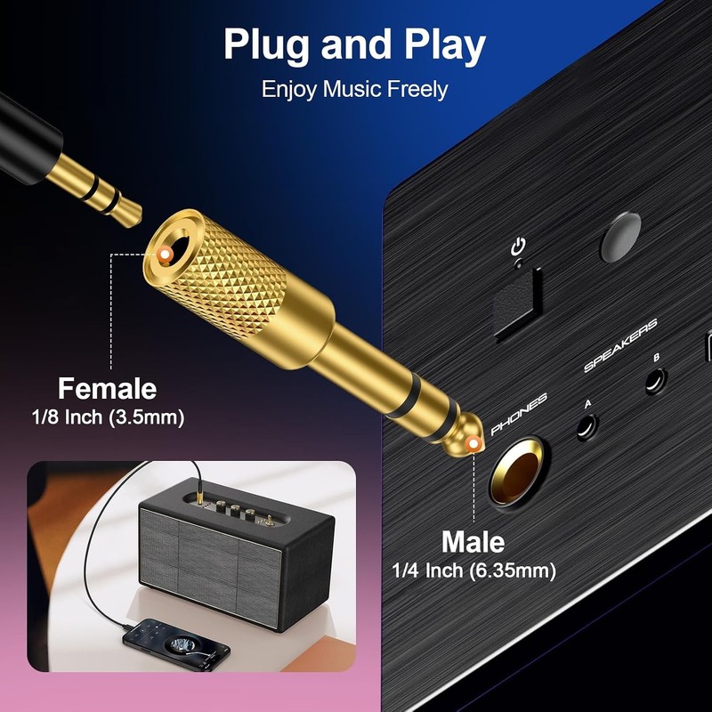 6.35mm Male to 3.5mm Female Audio Adapter Thick 1/4 to 1/8 Inch Jack Adapter gallery
