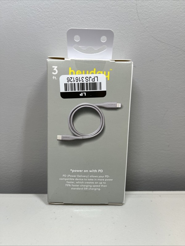 3’ heyday Lighting to USB-C Round Cable Gray gallery