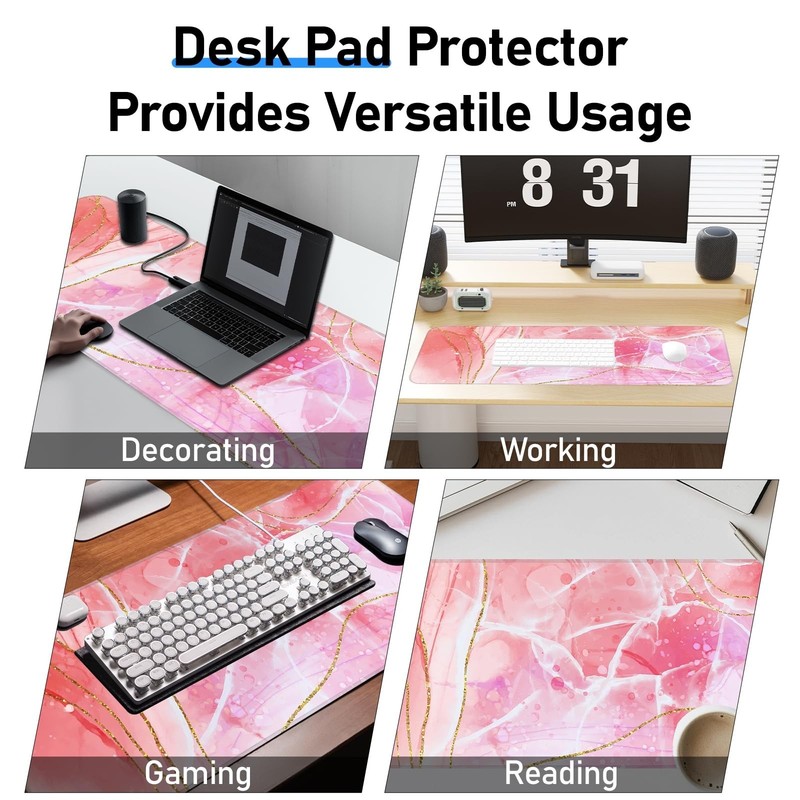 Pink Mouse Pad, Large Gaming Mouse Pad, Non-Slip Base and Stitched Edges, for... gallery