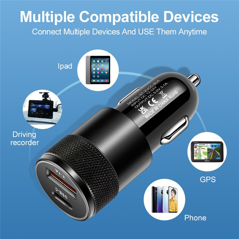 30W Car Charger Type C Fast Charging for IPhone 14 Samsung Google Android Phone gallery