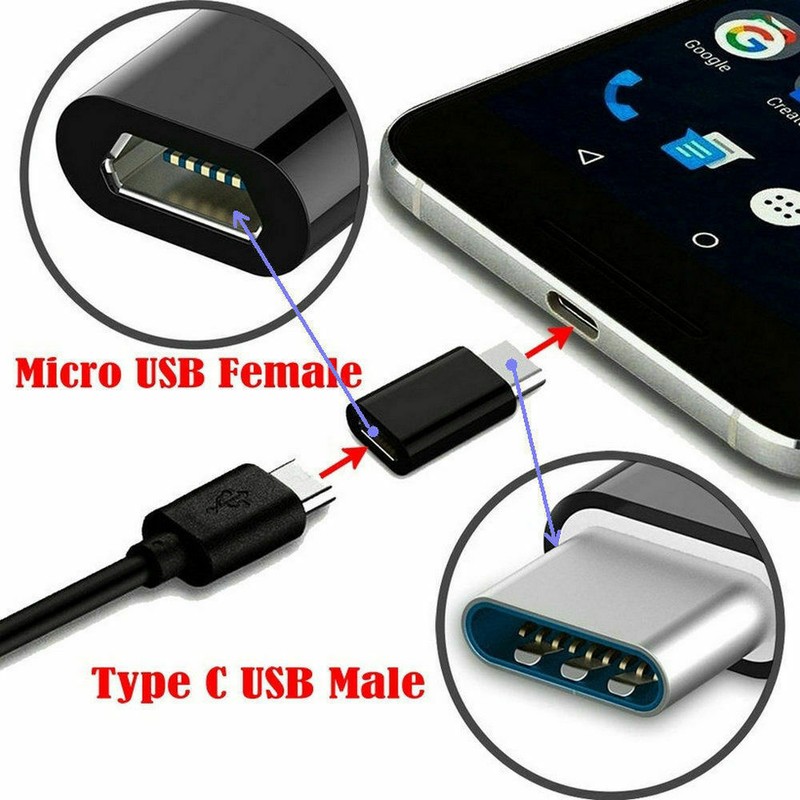 5 Pcs Micro USB to Type-C Data Adapter Converter For Samsung LG Google USB 3.1 gallery
