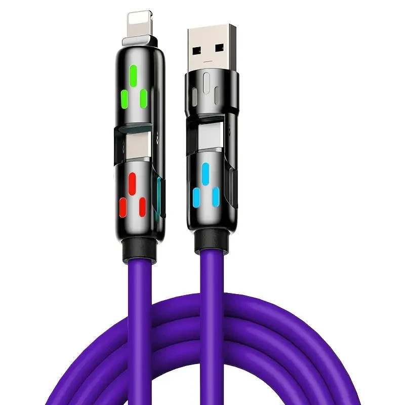 4 in 1 USB Fast Charging Cable 240W Multi-Port USB-C for iPhone Samsung Android gallery