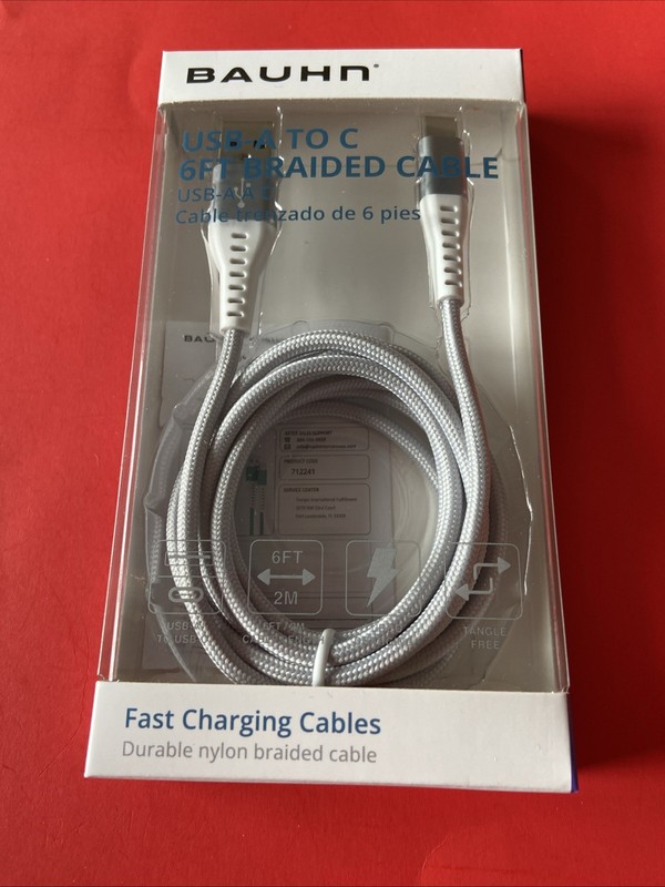 NEW! Bauhn USB A-C 6 FT. Braided Cable