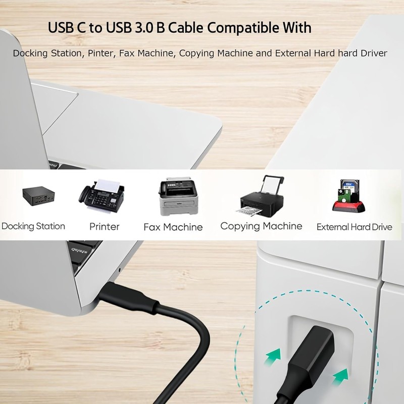USB B 3.0 Cable, USB 3-B Male to USB C Cable, 6ft USB C to USB 3.1 Type B Cab... gallery