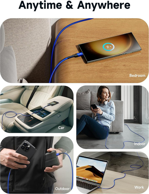 240W USB C to USB C Cable 10FT Fast Charging Cord for MacBook iPad Galaxy Pixel gallery
