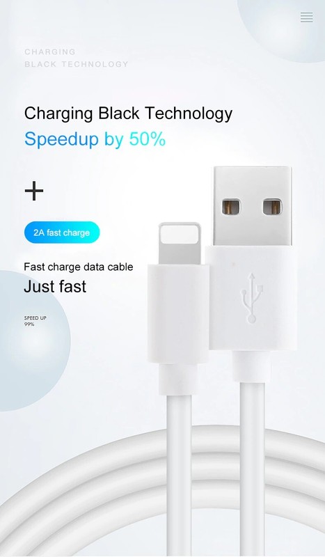 2 METER CABLE SUITABLE FOR APPLE IPHONE 14/13/12/11/SE/PRO/MAX/MINI/XR/PLUS/8/IPAD gallery