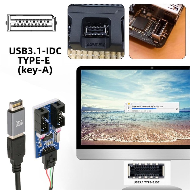 USB 3.1 Front Panel Header TypeE To USB 2.0 Male A Motherboard 9pin HUB gallery