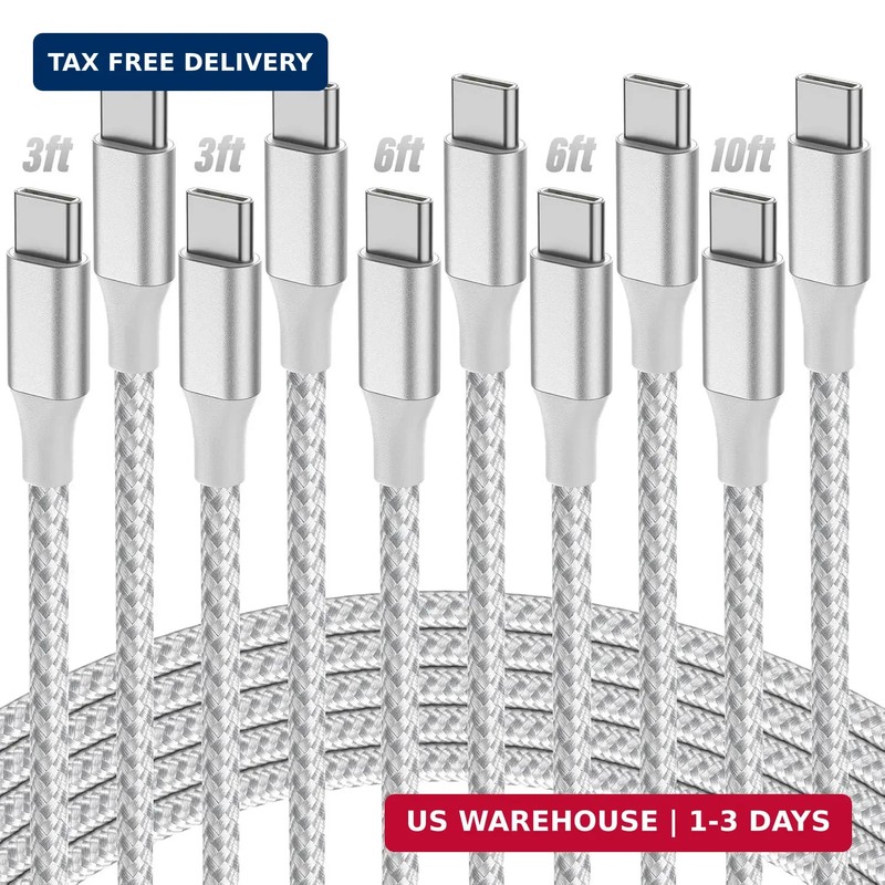 SwaggWood USB C to USB C Cable, 5-Pack [3/3/6/6/10FT] 60W USBC Fast Charging Cab