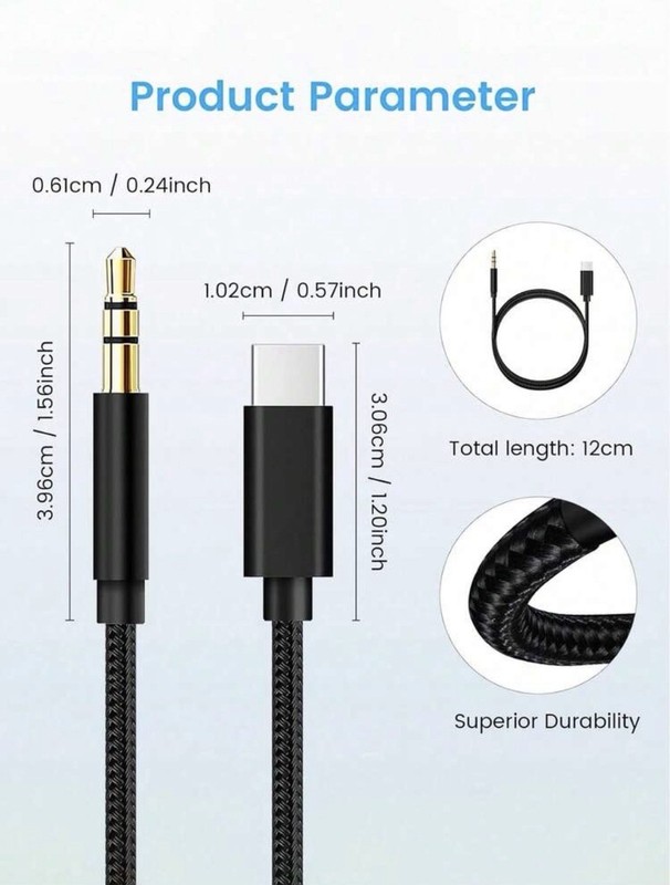 2pcs to Aux Cable USB Type-C Male To 3.5mm Cord Car AUX Music Audio Adapter LOT gallery