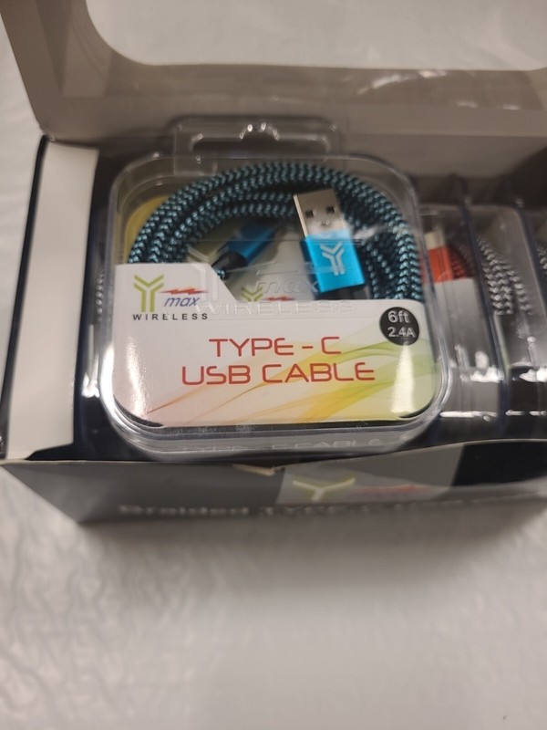 Lot of 10 Type-C USB Braided Cable - 6 foot New In Package gallery