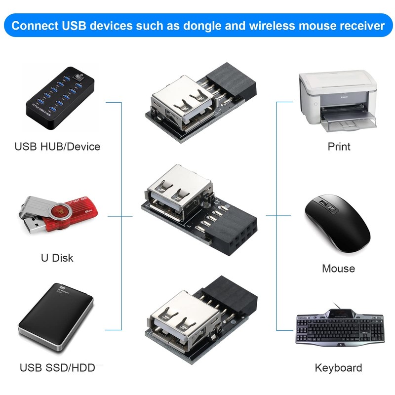USB 2.0 9Pin/10Pin Front Panel Header 9pin to Type A Adapter gallery