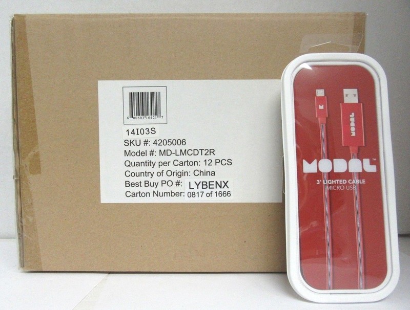 LOT OF 12 Modal 3′ Foot Lighted Cable Micro USB For Galaxy