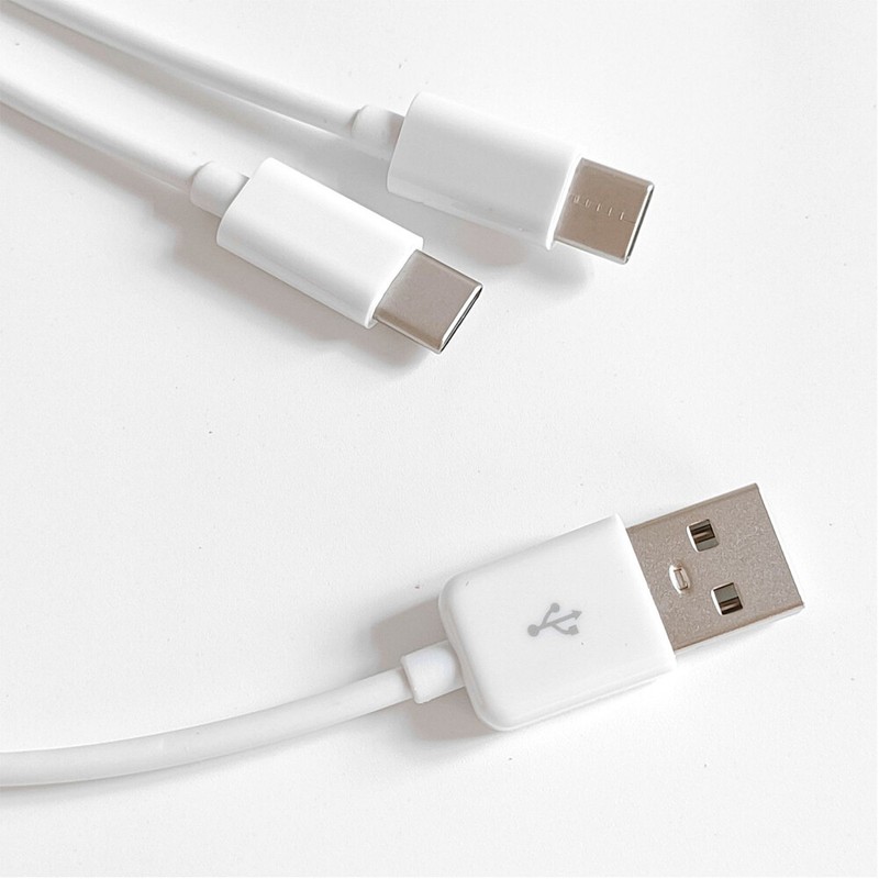 2PC Portable USB 2.0 Type A M To Dual Type C M Splitter Y Charg Data Cable White gallery