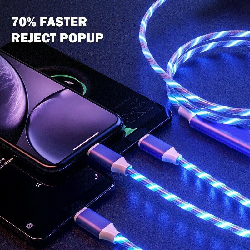LED flowing Light USB Cable For iPhone Type-C Charger Data Cable Charging Cord gallery