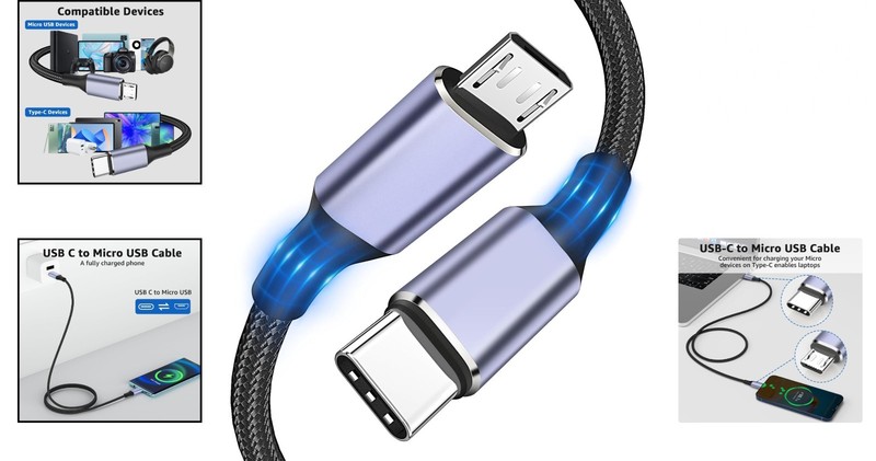 USB Type C to Micro USB Cable, 3FT Braided for Fast Data Transfer and Charging gallery