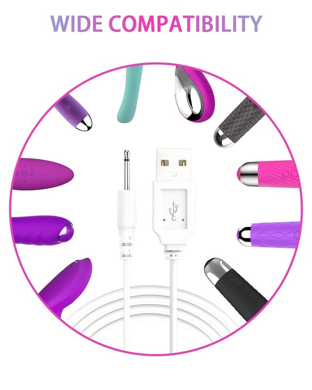High-Quality 2.7Ft USB DC Charging Cable 2.5mm for Massagers - White (2 Qty) gallery