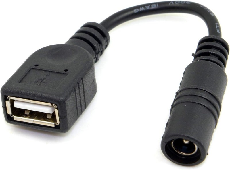 cablecc 5V USB Female to DC Power Jack 5.5 2.1mm Charge Adpter Cable for Cell Ph gallery