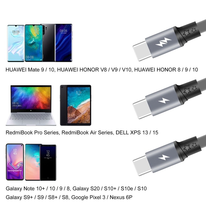 USB C Splitter Multi Charging Cable[3.3Ft 3 Pack],3 in 1 Fast Charging Cord,Q... gallery