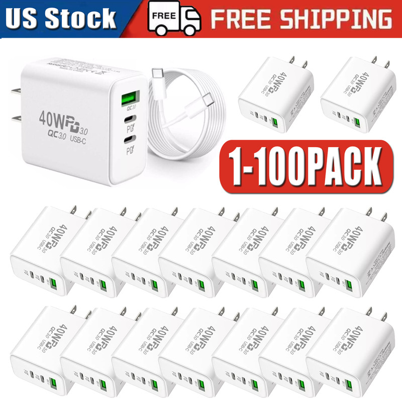 Dual PD 40W Fast Wall Charger Power Adapter For iPhone 15 Pro Max 14 13 Plus lot