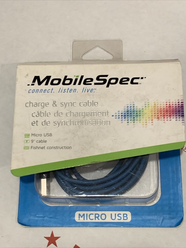 MobileSpec MBS06111 9-Feet Micro to USB Charge and Sync Fishnet Cable Blue