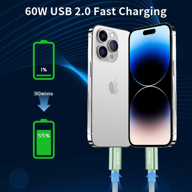 USB C to USB C Cable,60W 3A Fast Charging USB C Charger Cable,2pack-5ft, Allu... gallery