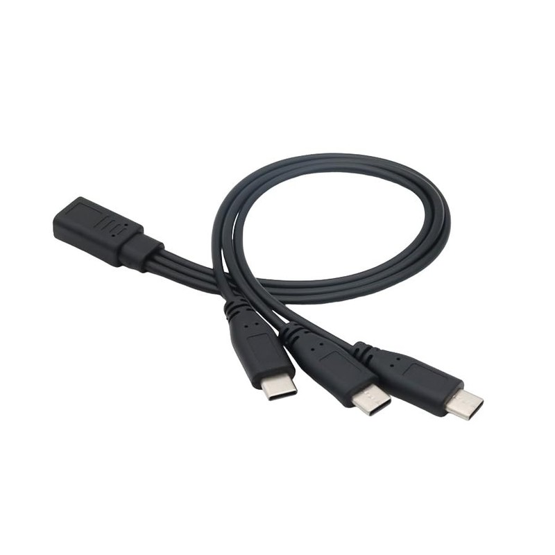 Black USB Type-C Splitter Charging Cable - Charge 3 Devices, 11.8 Inches gallery