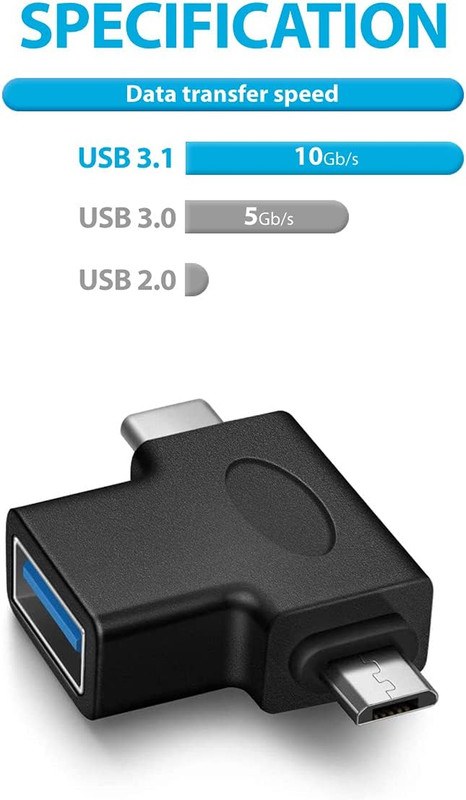 2 in 1 OTG Converter USB 3.0 to Micro USB and Type C Adapter | Female to Male an gallery