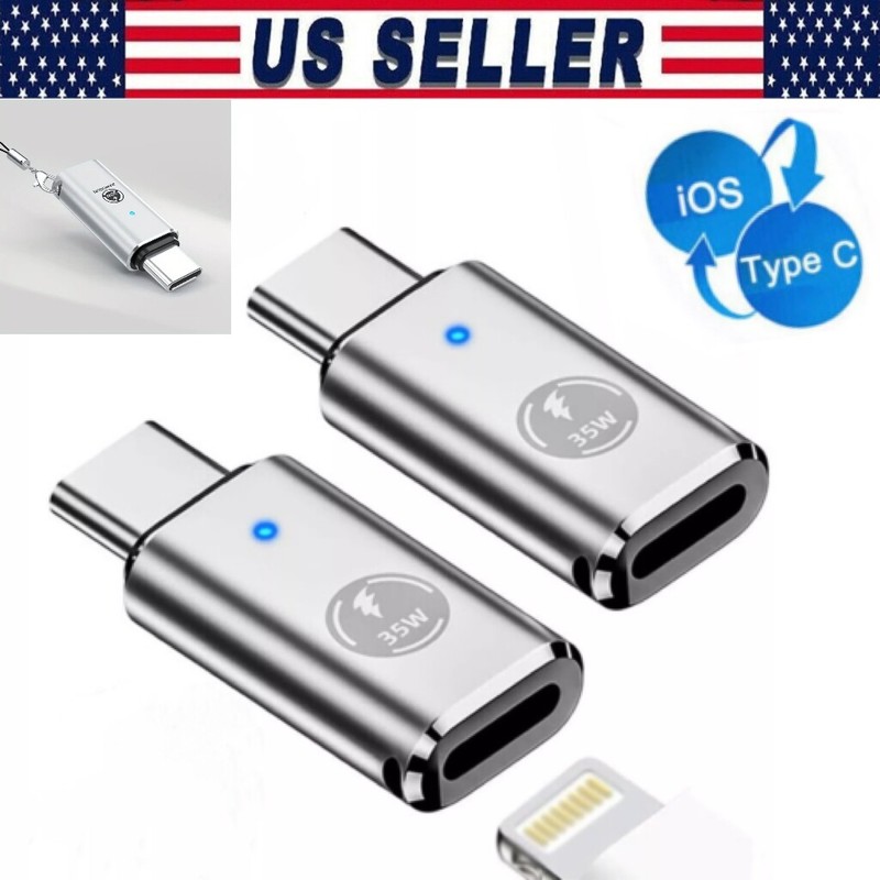 35W USB-C Male to iOS Female Adapter + lanyard For iPhone 15 Pro Max 15 Plus X2