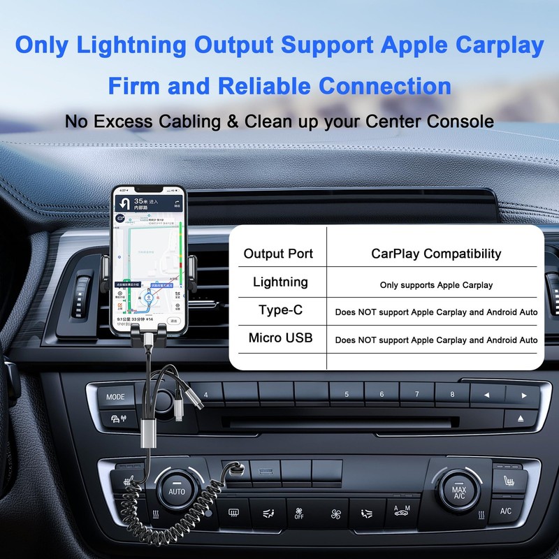Coiled Multi Charging Cable 4FT [MFi Certified] 5 in 1 Coiled Charging Cable ... gallery