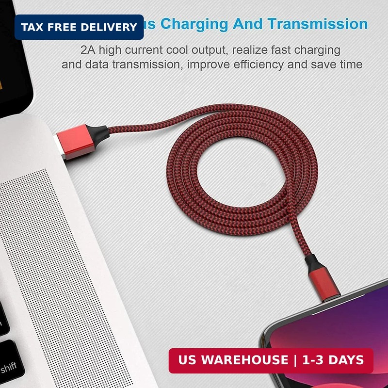 [Apple MFi Certified] 6Pack 3/3/6/6/6/10 FT iPhone Charger Nylon Braided Fast Ch gallery