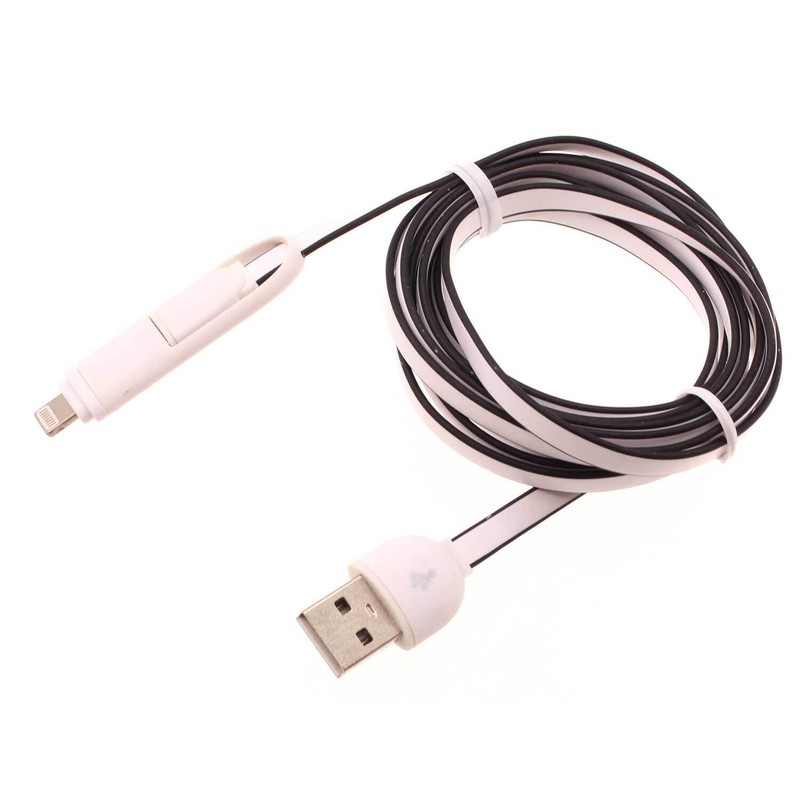 USB Cable 2-in-1 Charger Power Cord Braided Wire for Cell Phones