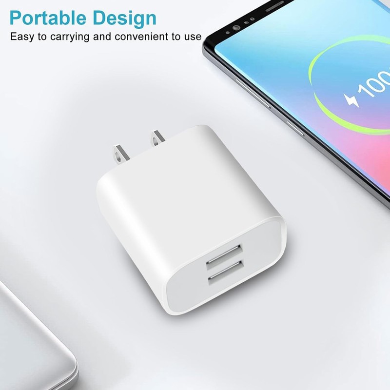 PD 10W 5V 2A Dual Port USB A Plug Wall Outlet Charging Block Android Adapter Lot