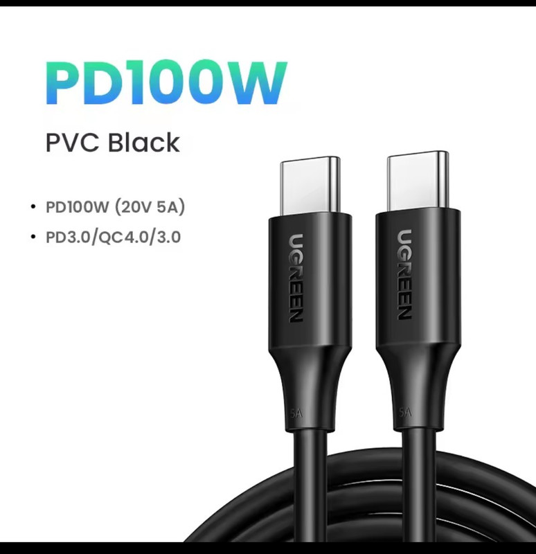 Ugreen Usb Type C Cable 5A 20W Fast Charging Cable PD3 QC 3.0 100W type C to C