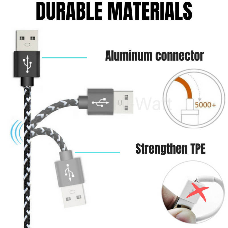 Braided Micro USB to USB A Cable Charger Cord For Samsung Google LG Android Lot gallery