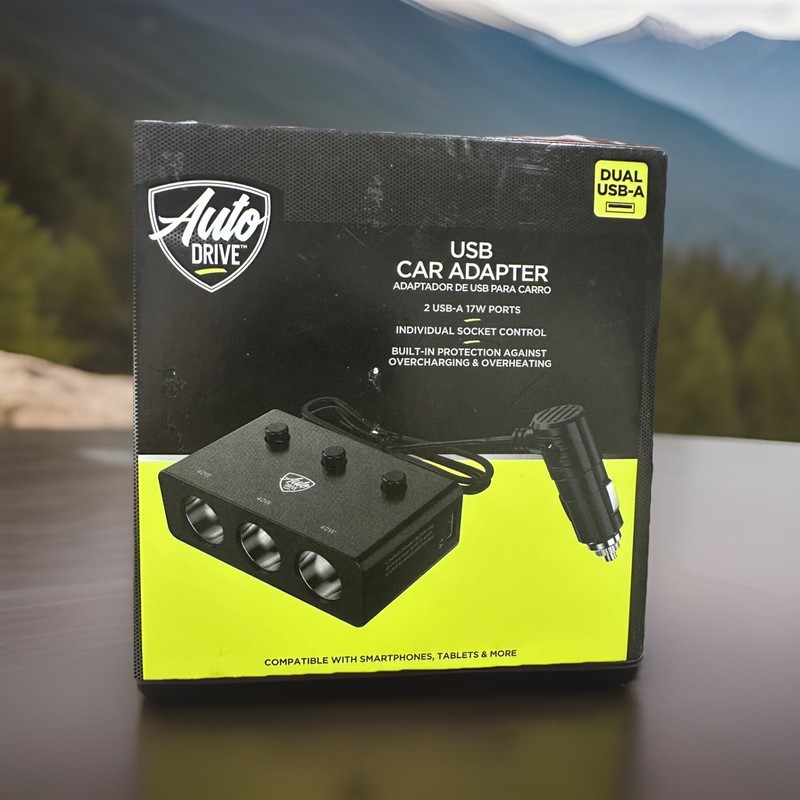 Auto Drive USB Car Adapter Compatible with Smartphones, Tablets and more