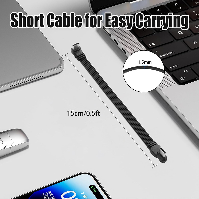 90 Degree USB C to USB C Cable,15Cm/0.5Ft | Right Angle USB C 2.0 gallery